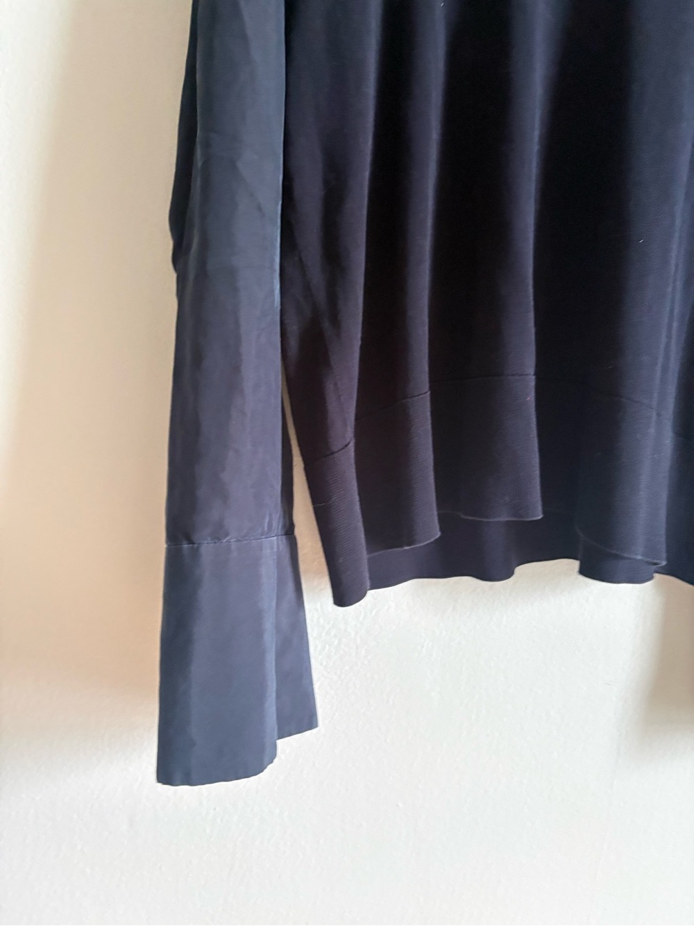 COS Sz M Navy Mixed Media Cotton Silk Minimalist Sweater - Picture 4 of 10